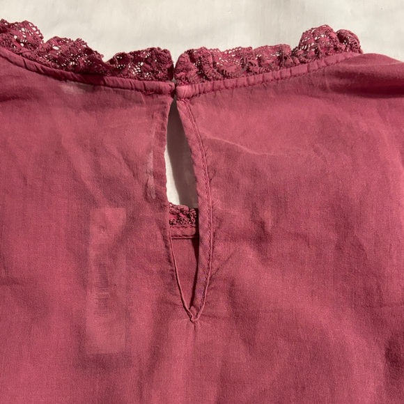Steve Madden Cottagecore Geneva Lace Trim Cotton Top in Misty Rose Size L NWT - Picture 7 of 7